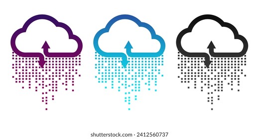 Cloud  icon gradient color on white background. Cloud computing concept. download and upload data information storage. Vector illustration.