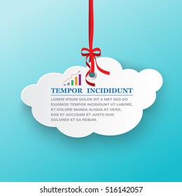 Cloud icon graph - vector illustration, isolated on blue background. For web site, social media, app, promotion materials