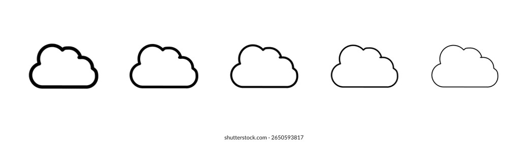Cloud icon graphic set. trendy stroke line style