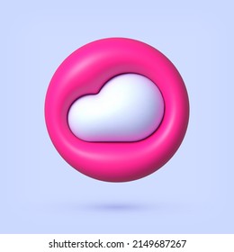 Cloud icon, great design for any purposes. Realistic 3d symbol. Realistic vector icon