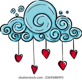 Cloud icon with hearts. Vector illustration