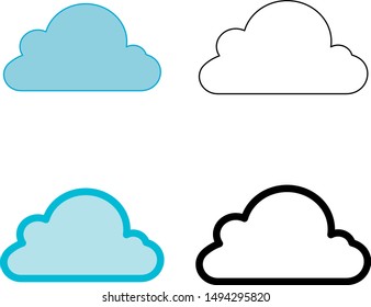 cloud icon to illustrate, four different versions, with thin and thicker lines