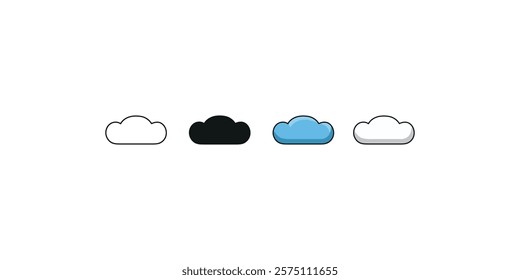 Cloud Icon Illustration in Black Outline and Natural Colors