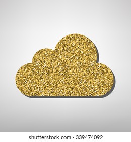 Cloud icon illustration. Golden icon