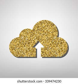 Cloud icon illustration. Golden icon