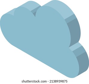 Cloud icon illustration.
Isometric style 3D material for infographics and illustrations.
White background, left facing, technology concept.