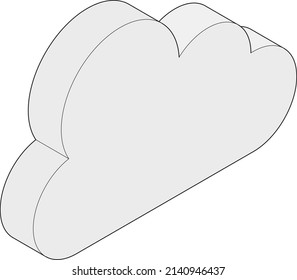 Cloud-Symbol-Abbildung.
Isometrisches 3D-Material für Infografiken und Illustrationen.
Weißer Hintergrund, rechte Seite, mit Hauptlinien, Technologiekonzept.