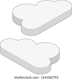 Cloud icon illustration.
Isometric style 3D material for infographics and illustrations.
White background, upward facing, two patterns, with main lines, technology concept.