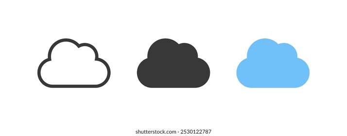 Cloud icon illustrations. Vector cartoon clouds in flat design. Clouds symbol