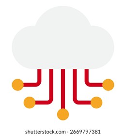 Ícone de nuvem com nós interconectados representando integração de dados Para web, app, infográfico, etc