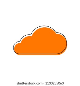 cloud icon. Isolated icon consisting of black thin contour and orange moved filling on different layers. White background