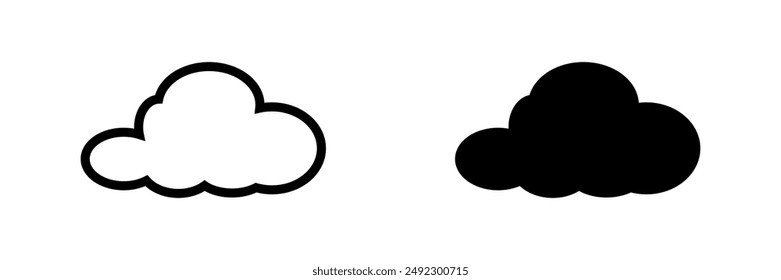 
Wolkensymbol isoliert auf weißem Hintergrund. Vektorgrafik des Wolkensymbols in Umriss und flachem Stil.