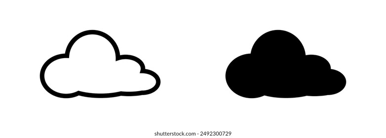 
Icono de nube aislado sobre fondo blanco. Vector de nube en contorno y estilo plano.