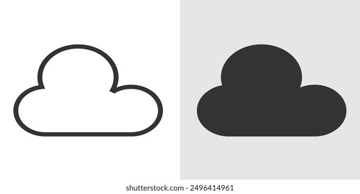 
Icono de la nube aislado en el fondo blanco. Vector del icono de la nube en el contorno y estilo plano.