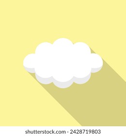 Cloud icon isolated on yellow background. White cloudy. Vector illustration.