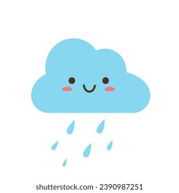 Cloud icon in Kawaii. Kawaii Cloud. Vector illustration in flat style.	
