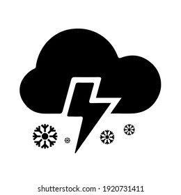 Cloud icon with Lightning and snow on white background
