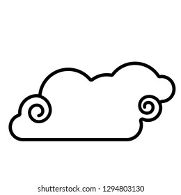 Cloud icon. Line art. White background. Social media icon. Business concept. Sign, symbol, web element. Tattoo template. Website pictogram.