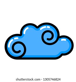 Cloud icon. Line art. White background. Social media icon. Business concept. Sign, symbol, web element. Tattoo template. Website pictogram.