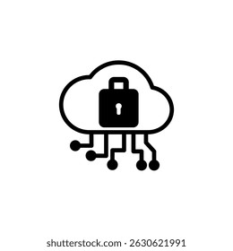 cloud icon with lock, simple flat style, illustration, logo sign symbol pictogram template, for ui or ux isolated on white for mobile app, editable