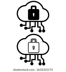 cloud icon with lock, simple flat style, illustration, logo sign symbol pictogram template, for ui or ux isolated on white for mobile app, editable