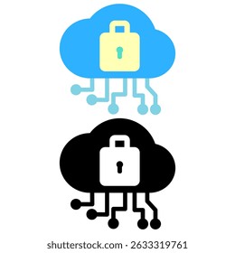 cloud icon with lock, simple flat style, illustration, logo sign symbol pictogram template, for ui or ux isolated on white for mobile app, editable