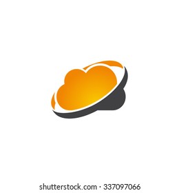 cloud icon logo with circle swoosh