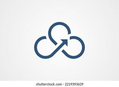 Cloud icon logo design, cloud with arrow combination, flat design logo template element, vector illustration