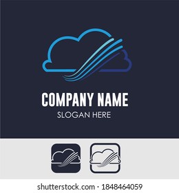cloud icon logo in line art style. technology data storage concept logo template
