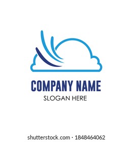 logotipo de icono de nube en estilo de arte de línea. plantilla de logotipo de concepto de almacenamiento de datos de tecnología
