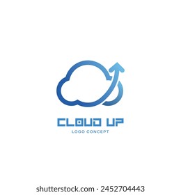 Cloud Up Icon Logo Symbol Design Template Flat Style Vector
