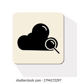 icono en la nube y lupa, en un estilo plano.