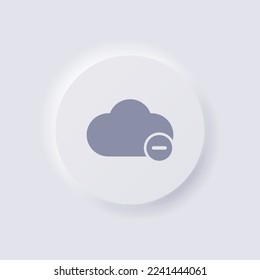Icono de nube con símbolo menos, Neumorfismo blanco diseño de interfaz de usuario suave para diseño web, IU de aplicación y más, Button, Vector.