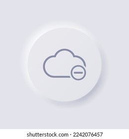 Icono de nube con símbolo menos, Neumorfismo blanco diseño de interfaz de usuario suave para diseño web, IU de aplicación y más, Button, Vector.