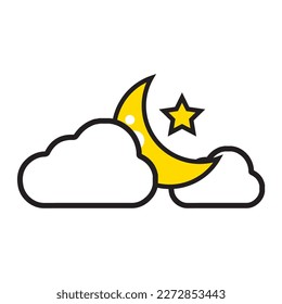 cloud icon with moon Ramadan and Islamic Eid