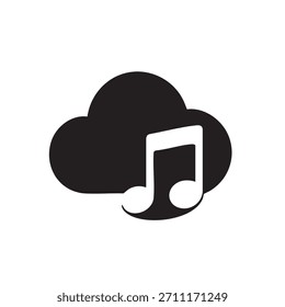 Ícone de nuvem com um símbolo de nota, representando streaming de áudio online, armazenamento em nuvem ou plataformas de mídia digital.