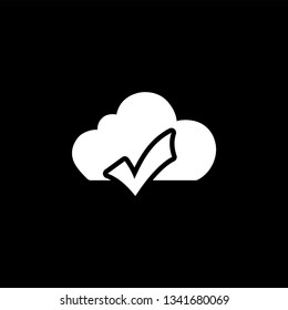 Cloud Icon On Black Background. Black Flat Style Vector Illustration.