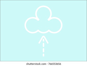 Cloud icon on blue background for web, art and app, vector illustration.