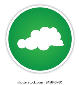 Cloud icon on green button background,clean vector