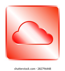 Cloud icon on red metallic plate, vector illustration