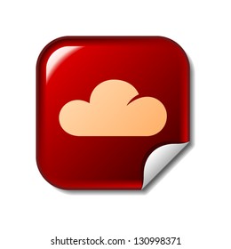 Cloud icon on red sticker