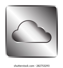 Cloud icon on silver plate, vector illustration