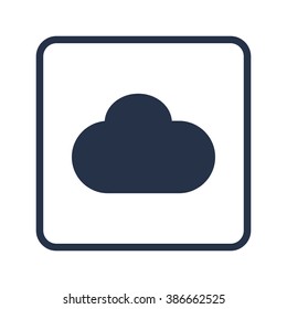 Cloud icon, on white background, rounded rectangle border, blue outline
