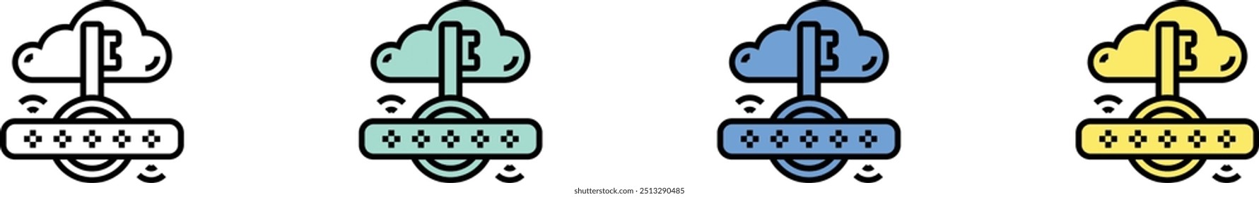 cloud icon. Outline, Green, Blue and Yellow Style Design Isolated On White Background