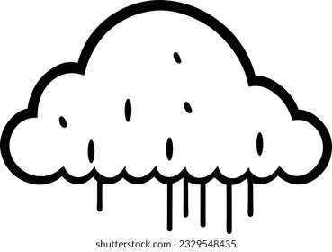 cloud icon outline sign clouds draw black line symbol graphic design weather forecast doodle style  vector illustration