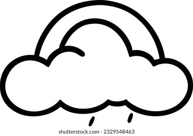 cloud icon outline sign clouds draw black line symbol graphic design weather forecast doodle style  vector illustration