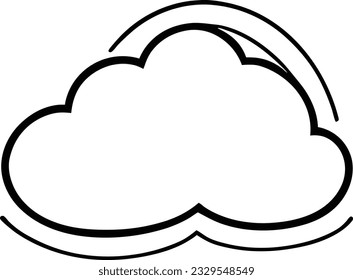 cloud icon outline sign clouds draw black line symbol graphic design weather forecast doodle style  vector illustration