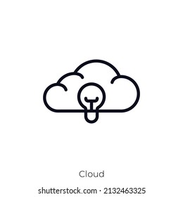 Icono de nube. Diseño de icono de estilo de esquema aislado en fondo blanco