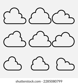 cloud icon outline vector ilustration isolated on white background