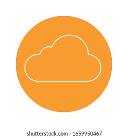 cloud icon over orange circle and background, vector illustration